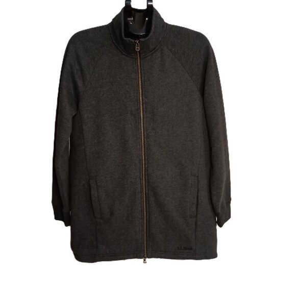 L.L. Bean Jackets & Blazers - L.L. Bean 1912 Sherpa-Lined Full-Zip Long Sweatshirt Charcoal Women’s Size M